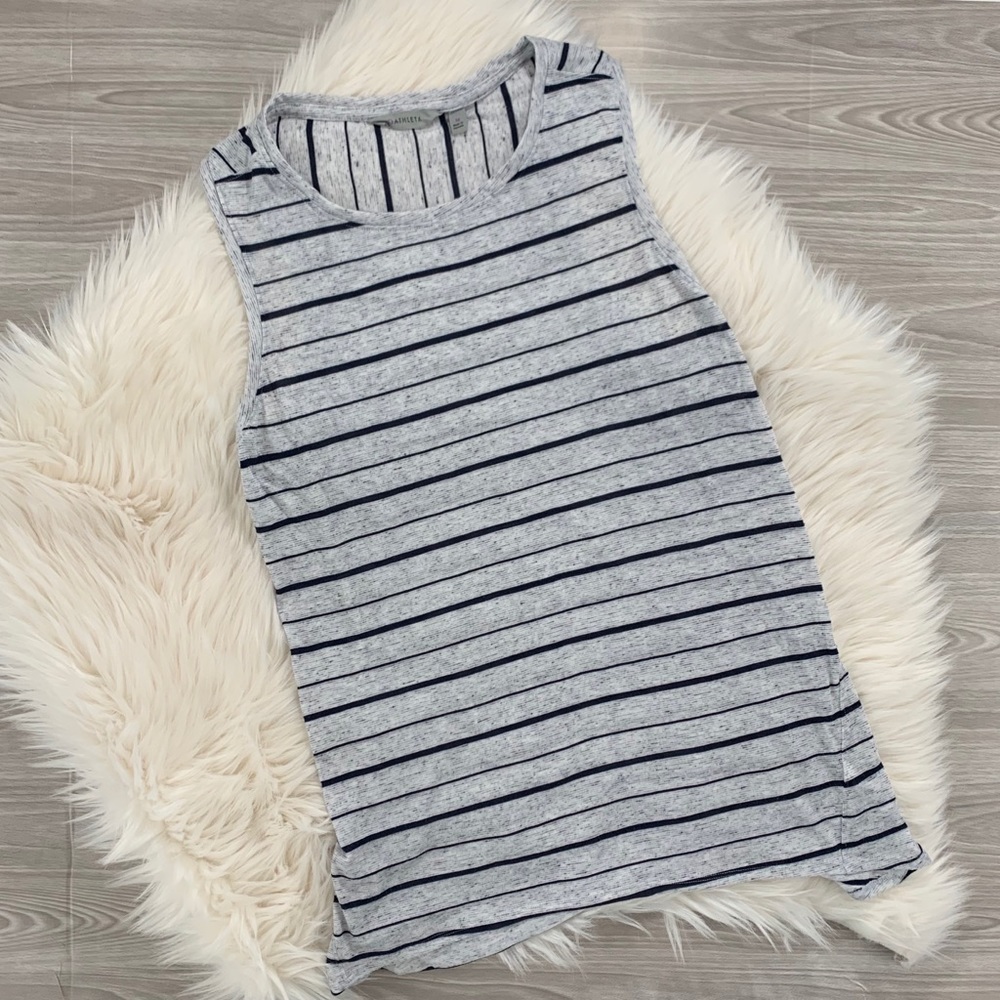 ATHLETA Tank Gray With Dark Stripes Medium